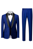 Traje de hombre chal negro solapa 3 piezas slim fit