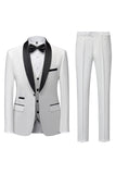 Traje de hombre chal negro solapa 3 piezas slim fit