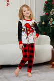 Conjunto de pijamas de Navidad con pantalones a cuadros de manga larga en negro y rojo