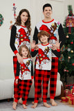 Conjunto de pijamas de Navidad con pantalones a cuadros de manga larga en negro y rojo