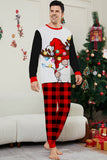 Conjunto de pijamas de Navidad con pantalones a cuadros de manga larga en negro y rojo