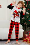 Conjunto de pijamas de Navidad con pantalones a cuadros de manga larga en negro y rojo
