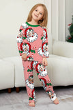 Conjunto de pijamas navideños estampados de manga larga a rayas rojas