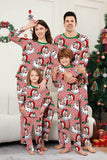 Conjunto de pijamas navideños estampados de manga larga a rayas rojas
