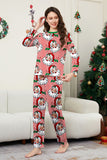 Conjunto de pijamas navideños estampados de manga larga a rayas rojas