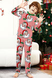 Conjunto de pijamas navideños estampados de manga larga a rayas rojas
