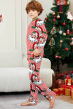 Conjunto de pijamas navideños estampados de manga larga a rayas rojas