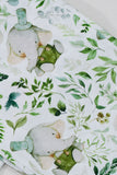 Pijamas familiares de manga corta con estampado floral verde blanco a juego