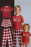Pijamas familiares de manga corta con estampado de perro rojo a juego