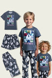 Pijamas familiares de manga corta con estampado animal gris oscuro