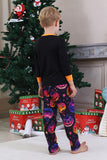 Pijamas de Halloween Familiares de Manga Larga Estampados en Negro