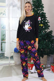 Pijamas de Halloween Familiares de Manga Larga Estampados en Negro