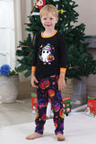 Pijamas de Halloween Familiares de Manga Larga Estampados en Negro