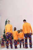 Pijamas de Halloween de manga larga de manga larga estampados en naranja