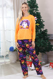 Pijamas de Halloween de manga larga de manga larga estampados en naranja