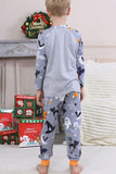 Pijamas de Halloween familiares de manga larga estampados grises