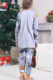 Pijamas de Halloween familiares de manga larga estampados grises