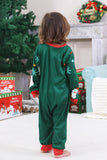 Pijamas de Navidad Familiares de Manga Larga con Estampado de Santa Verde Oscuro
