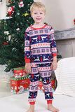 Pijamas de Navidad familiares con estampado rojo de invierno