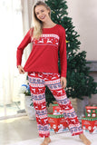 Pijamas de Navidad familiares con estampado rojo de invierno