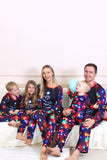 Conjuntos de pijamas de Navidad a juego con estampado de árbol de luces navales