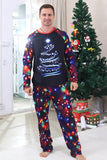Conjuntos de pijamas de Navidad a juego con estampado de árbol de luces navales