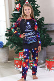 Conjuntos de pijamas de Navidad a juego con estampado de árbol de luces navales