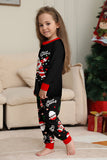Conjuntos de pijamas a juego con estampado de Santa Claus en negro