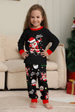 Conjuntos de pijamas a juego con estampado de Santa Claus en negro