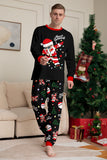 Conjuntos de pijamas a juego con estampado de Santa Claus en negro