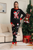 Conjuntos de pijamas a juego con estampado de Santa Claus en negro