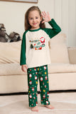 Conjuntos de pijamas a juego con estampado navideño verde oscuro para la familia de Santa