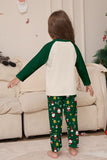 Conjuntos de pijamas a juego con estampado navideño verde oscuro para la familia de Santa