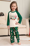 Conjuntos de pijamas a juego con estampado navideño verde oscuro para la familia de Santa