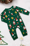 Conjuntos de pijamas a juego con estampado navideño verde oscuro para la familia de Santa