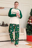 Conjuntos de pijamas a juego con estampado navideño verde oscuro para la familia de Santa