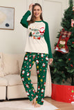 Conjuntos de pijamas a juego con estampado navideño verde oscuro para la familia de Santa