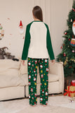 Conjuntos de pijamas a juego con estampado navideño verde oscuro para la familia de Santa