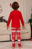 Pijamas de Navidad a juego de manga larga con árbol estampado rojo