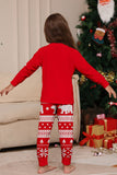 Pijamas de Navidad a juego de manga larga con árbol estampado rojo