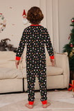 Conjunto de pijamas a juego para familias con estampado rojo acogedor de Navidad
