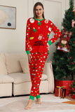 Conjunto de pijamas a juego para familias con estampado rojo acogedor de Navidad