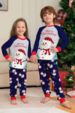 Pijamas de Navidad a juego con estampado de muñeco de nieve gris azul