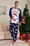 Pijamas de Navidad a juego con estampado de muñeco de nieve gris azul