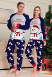 Pijamas de Navidad a juego con estampado de muñeco de nieve gris azul