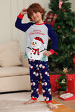 Pijamas de Navidad a juego con estampado de muñeco de nieve gris azul