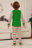 Conjunto de pijama a juego familiar con estampado de rayas horizontales verdes