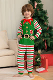 Conjunto de pijama a juego familiar con estampado de rayas horizontales verdes