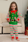 Conjunto de pijama a juego familiar con estampado de rayas horizontales verdes