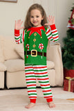 Conjunto de pijama a juego familiar con estampado de rayas horizontales verdes